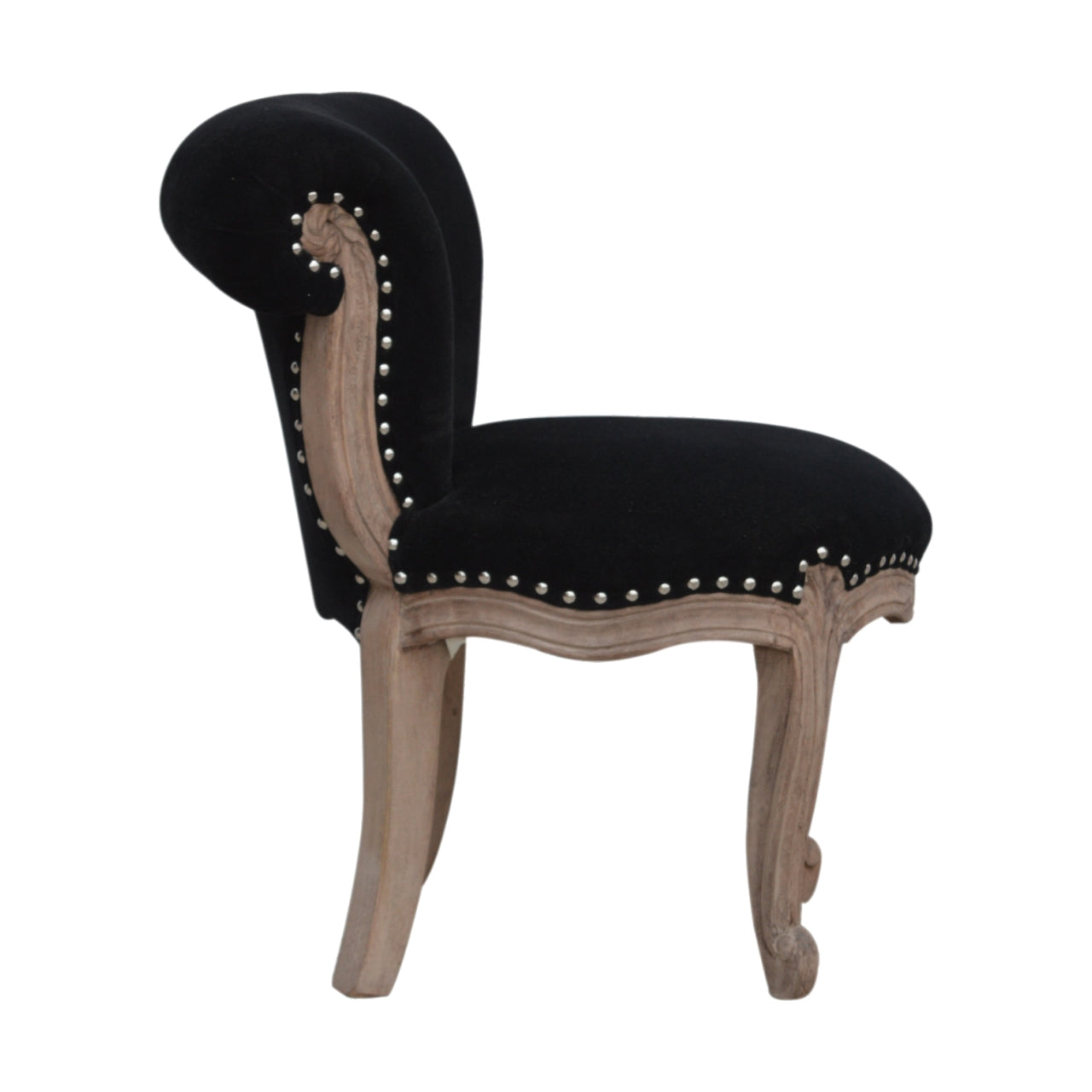 Black Velvet Studded Chair - mancavesuperstore