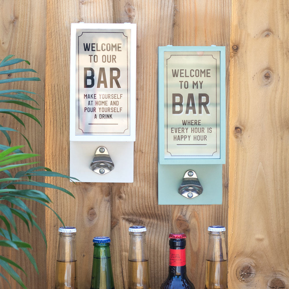 Wooden Wall Mounted Bottle Opener - Grey / Green - mancavesuperstore