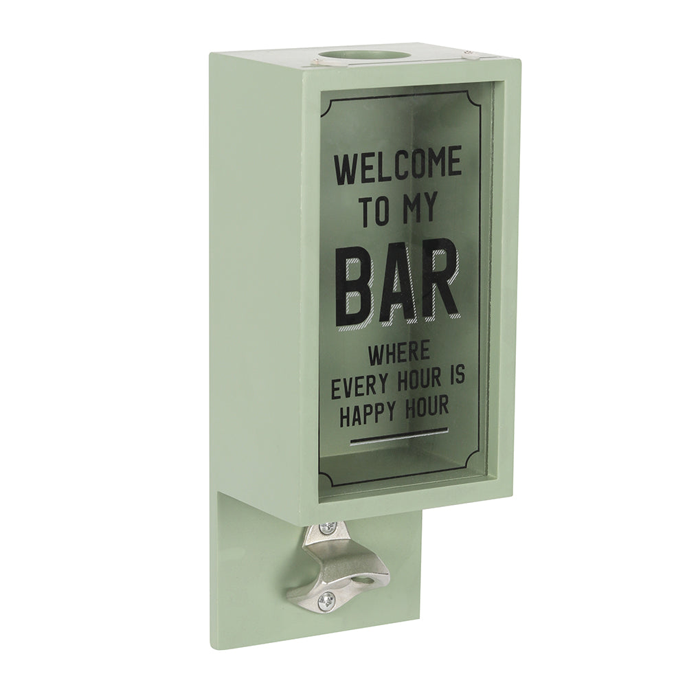 Wooden Wall Mounted Bottle Opener - Grey / Green - mancavesuperstore